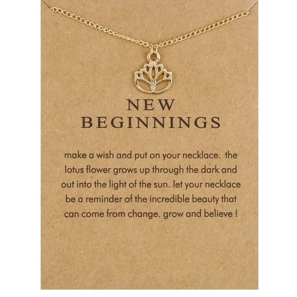 Lotus Flower Necklace with Inspirational Card